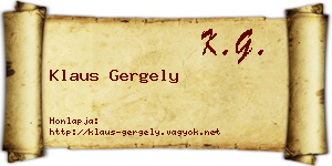 Klaus Gergely névjegykártya